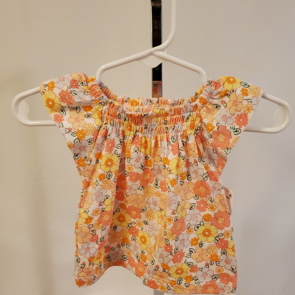 Carter's Two-Piece top and shorts (Flowered top and Olive shorts)